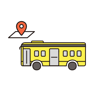 マップとバスのイラスト
