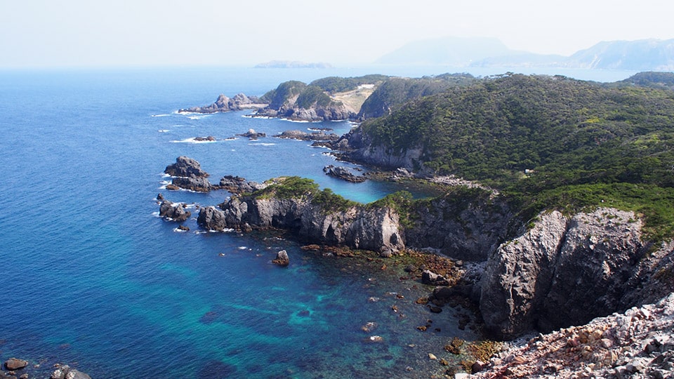 上から見た式根島の海