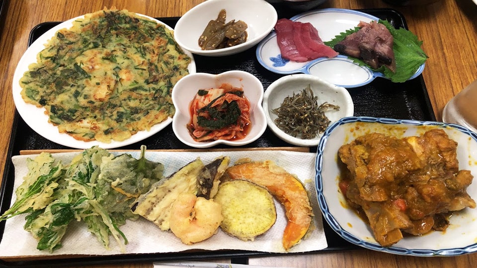 三宅島の民宿姉妹の夕食