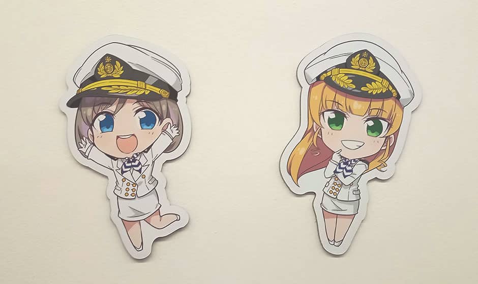 ラブライブの水兵帽子の女性キャラクター2人のイラストステッカー