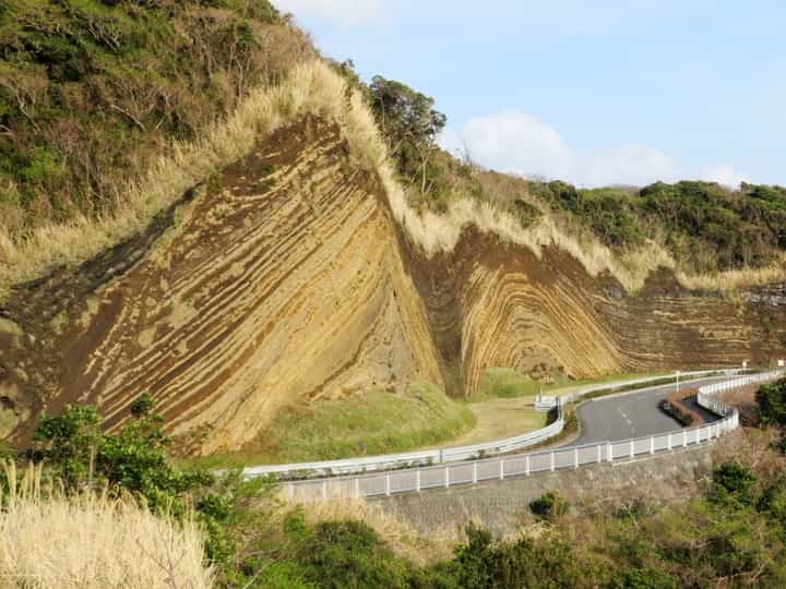 伊豆大島の地層大切断面