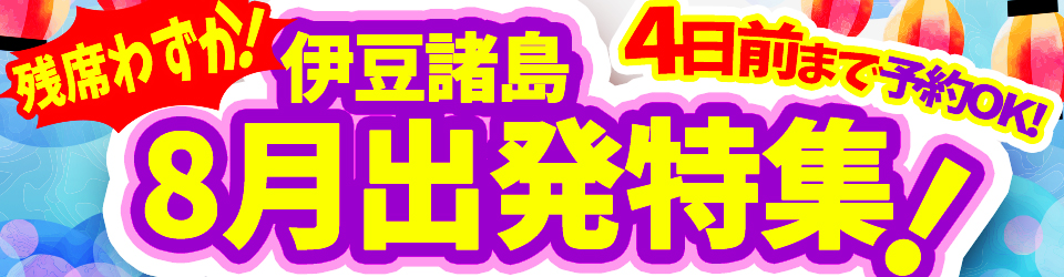 伊豆諸島ツアー8月出発ラストチャンス直前まで予約OK！