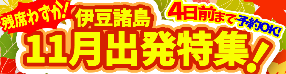 伊豆諸島ツアー11月出発ラストチャンス直前まで予約OK！のバナー
