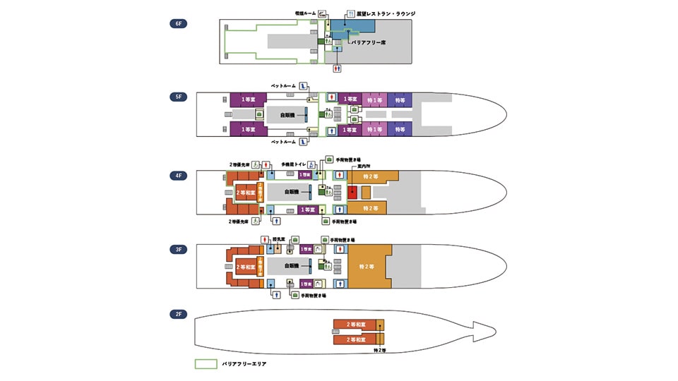 三代目さるびあ丸の船内MAP