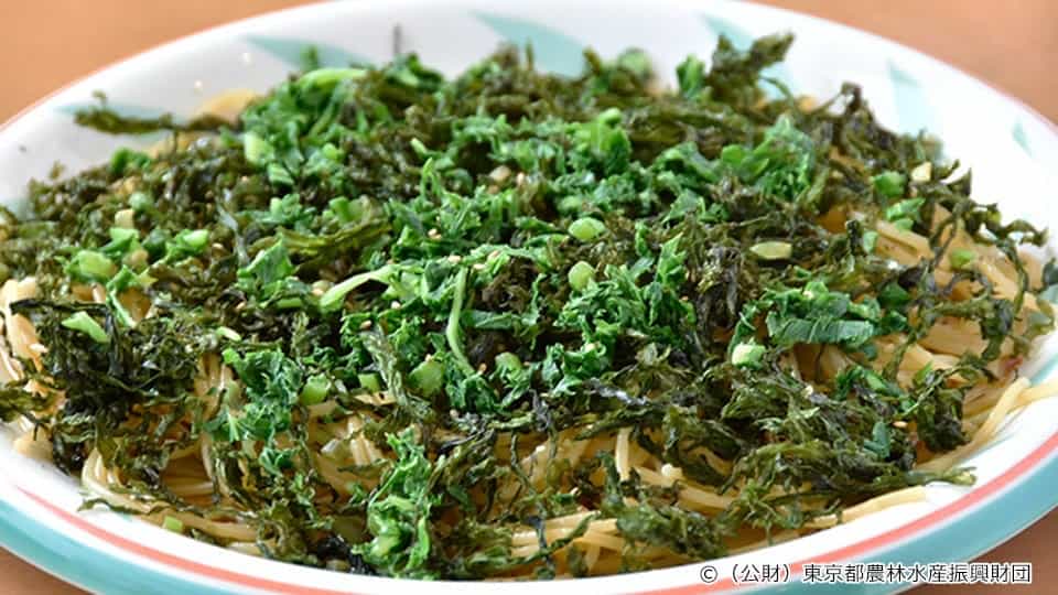 明日葉と島のりのパスタ